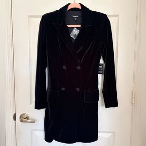 Express Black Velvet Double-Breasted Blazer Dress – XS – NWT